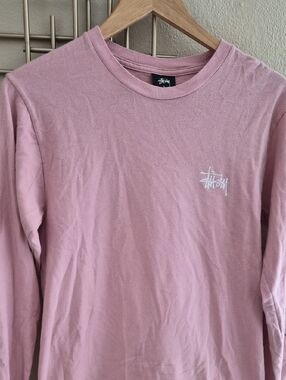 Stussy Pink Long Sleeve Logo Tee
